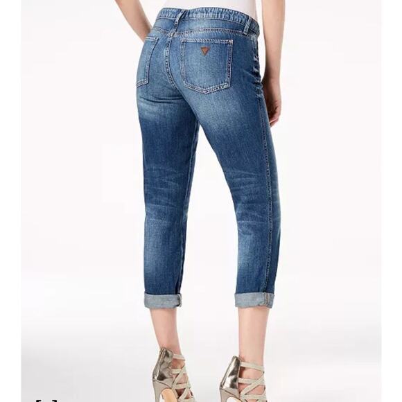 Guess Tomboy Jeans Womens 27 Button Front Ankle Cropped Boho Casual Cotton - Picture 2 of 12